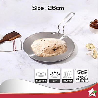 Wonderchef Nigella Tri-Ply 26 cm Roti Tawa 4mm Thickness Compatible with All cooktops