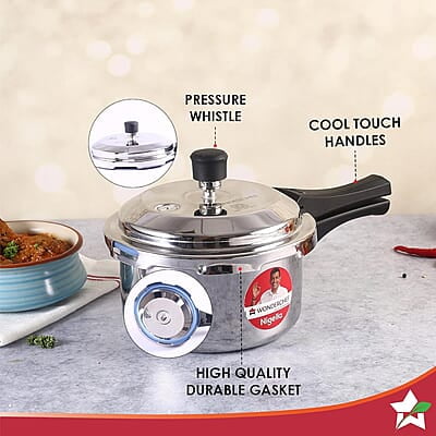 Wonderchef Nigella Tri-Ply Outer Lid Pressure Cooker 3L Wonderchef Nigella Tri-Ply Outer Lid Pressure Cooker 3L