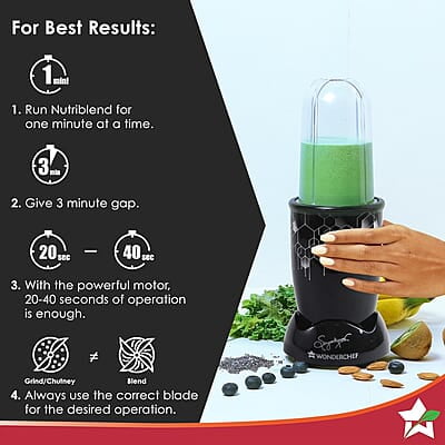 Wonderchef Nutri Blend Photon with Sipper Lid 22000 RPM, 400W Grinder,Blender & Smoothie Maker Wonderchef Nutri Blend Photon with Sipper Lid 22000 RPM, 400W Grinder,Blender & Smoothie Maker