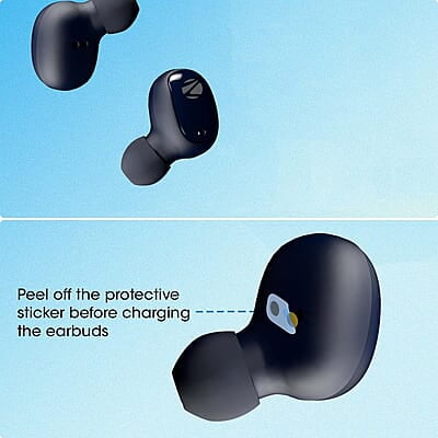 ZEBRONICS ZEB-SOUND BOMB 1 TWS Earbuds with BT5.0, Up to 12H Playback, Touch Controls, Voice Assistant, Splash Proof with Type C Portable Charging Case ZEBRONICS ZEB-SOUND BOMB 1 TWS Earbuds with BT5.0, Up to 12H Playback, Touch Controls, Voice Assistant, Splash Proof with Type C Portable Charging Case