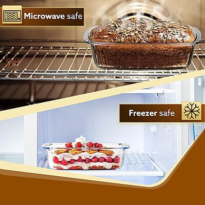 AGARO Elite Glass Loaf Tray Rectangular, 1800ml, Bake Safe, Oven Safe, Glass Dish Tray, Borosilicate Glass Tray AGARO Elite Glass Loaf Tray Rectangular, 1800ml, Bake Safe, Oven Safe, Glass Dish Tray, Borosilicate Glass Tray