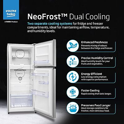 Voltas Beko, A Tata Product 228 L, 2-Star Made in India Double Door Frost Free Refrigerator