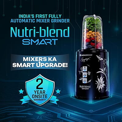 Wonderchef Nutri Blend Smart 3 Jar Automatic Mixer Grinder with Dual Pulse Function 22000 RPM 500 W Wonderchef Nutri Blend Smart 3 Jar Automatic Mixer Grinder with Dual Pulse Function 22000 RPM 500 W