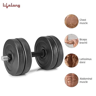 Lifelong PVC Home Gym Set 10Kg Plate 3Feet Curl Rod and Dumbbells Rods with Gym Accessories Lifelong PVC Home Gym Set 10Kg Plate 3Feet Curl Rod and Dumbbells Rods with Gym Accessories