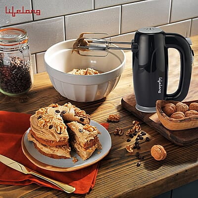 Lifelong LLHM02 300 W Regalia Plus Hand Mixer with Stand for Mixing Cake Batter and Atta Lifelong LLHM02 300 W Regalia Plus Hand Mixer with Stand for Mixing Cake Batter and Atta