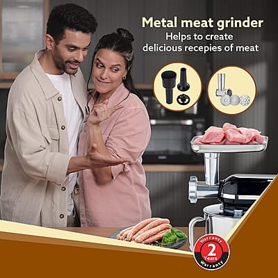 AGARO Regency Stand Mixer With Meat Grinder,1400W with 6L SS Bowl, 1.5L Blending Jar, 6 Speed With Pulse Function, 100% Copper Motor AGARO Regency Stand Mixer With Meat Grinder,1400W with 6L SS Bowl, 1.5L Blending Jar, 6 Speed With Pulse Function, 100% Copper Motor