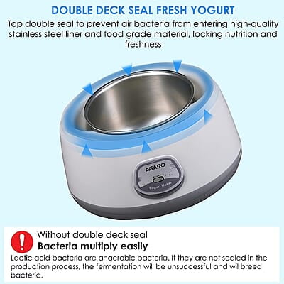 AGARO Classic Portable Yogurt Maker, 1.2L Capacity, Electric, Automatic, Grey and White. Visit the AGARO Store