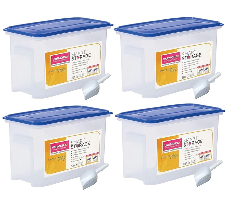 Varmora Plastic Container - 12 Liter, Pack of 4, Clear Varmora Plastic Container - 12 Liter, Pack of 4, Clear