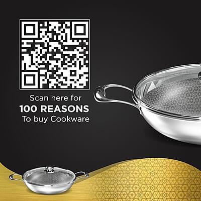 Preethi Diva Collection Triply Stainless Steel Kadai with API Technology, 20 cm, Gas & Induction