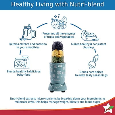 Wonderchef Nutri Blend Snowflakes, 22000 RPM 2 Unbreakable Jars, Stainless Steel Blades, 400 W Wonderchef Nutri Blend Snowflakes, 22000 RPM 2 Unbreakable Jars, Stainless Steel Blades, 400 W