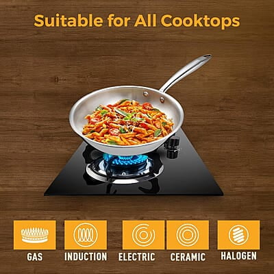 KENT Triply Frying Pan 22 CM with SS Lid 1.2 L