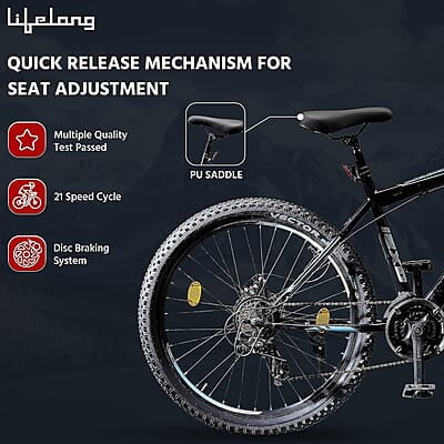 Lifelong Conqueror Freeride Shimano Gear Cycle,26T Steel MTB Unisex Cycle with 21 Speed Lifelong Conqueror Freeride Shimano Gear Cycle,26T Steel MTB Unisex Cycle with 21 Speed