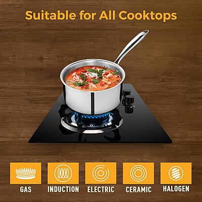 KENT Triply Sauce Pan 14 CM with SS Lid 1.1 L KENT Triply Sauce Pan 14 CM with SS Lid 1.1 L