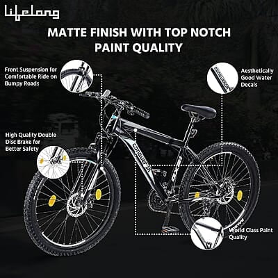 Lifelong Conqueror Freeride Shimano Gear Cycle,26T Steel MTB Unisex Cycle with 21 Speed Lifelong Conqueror Freeride Shimano Gear Cycle,26T Steel MTB Unisex Cycle with 21 Speed