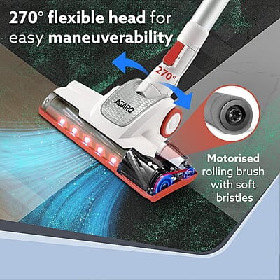 AGARO Regency Cordless Stick Vacuum Cleaner, Dry Vacuuming, 2 Suction Modes, 7 kPa Suction Power AGARO Regency Cordless Stick Vacuum Cleaner, Dry Vacuuming, 2 Suction Modes, 7 kPa Suction Power
