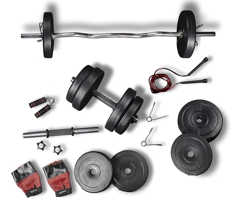 Lifelong PVC Home Gym Set 10Kg Plate 3Feet Curl Rod and Dumbbells Rods with Gym Accessories Lifelong PVC Home Gym Set 10Kg Plate 3Feet Curl Rod and Dumbbells Rods with Gym Accessories