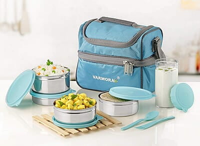 Varmora Classic Lunch Box Set, Blue, 8 Pieces Varmora Classic Lunch Box Set, Blue, 8 Pieces