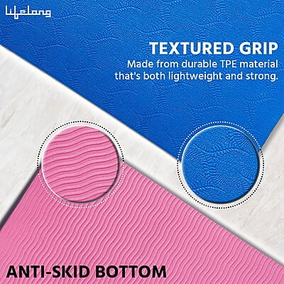 Lifelong Dual Color TPE Material Yoga Mat for Women & Men 6mm Anti-Slip Yoga Mat for Gym Workout Exercise Mat