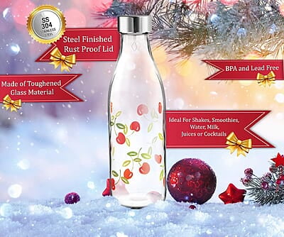 Treo by Milton Ivory Premium Glass Printed Bottle 1000 ml, 1 Pc Treo by Milton Ivory Premium Glass Printed Bottle 1000 ml, 1 Pc