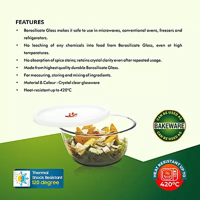 "Signora Ware Borosilicate Glass Mixing Bowl Combo with Lid (1000+1000 ML) - Heat-Resistant & Practical" "Signora Ware Borosilicate Glass Mixing Bowl Combo with Lid (1000+1000 ML) - Heat-Resistant & Practical"
