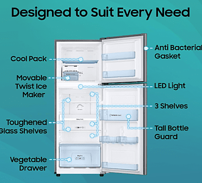Samsung 236 L, 2 Star, Digital Inverter, Frost Free Double Door Refrigerator