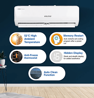 Voltas SmartAir Inverter AC, 1 Ton, 3 Star - 123V Vertis Emerald Voltas SmartAir Inverter AC, 1 Ton, 3 Star - 123V Vertis Emerald