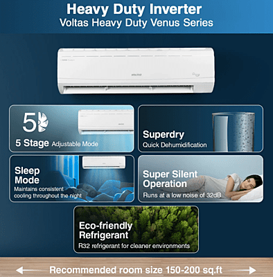 Voltas Heavy Duty Inverter Split AC, 2 Ton, 5 Star - 245V Venus Plus Voltas Heavy Duty Inverter Split AC, 2 Ton, 5 Star - 245V Venus Plus