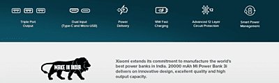 Mi 20000mAh  Power Bank 3i