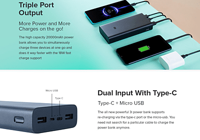 Mi 20000mAh  Power Bank 3i