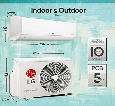 LG 1.5 Ton 3 Star DUAL Inverter Split AC (Copper, AI Convertible 6-in-1 Cooling, 2 Way Swing, HD Filter with Anti-Virus Protection, 2024 Model, TS-Q18JNXE3, White) LG 1.5 Ton 3 Star DUAL Inverter Split AC (Copper, AI Convertible 6-in-1 Cooling, 2 Way Swing, HD Filter with Anti-Virus Protection, 2024 Model, TS-Q18JNXE3, White)