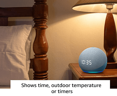Echo Dot (4th Gen, 2020 release) with clock | Smart speaker with powerful bass, LED display and Alexa (Blue) Echo Dot (4th Gen, 2020 release) with clock | Smart speaker with powerful bass, LED display and Alexa (Blue)