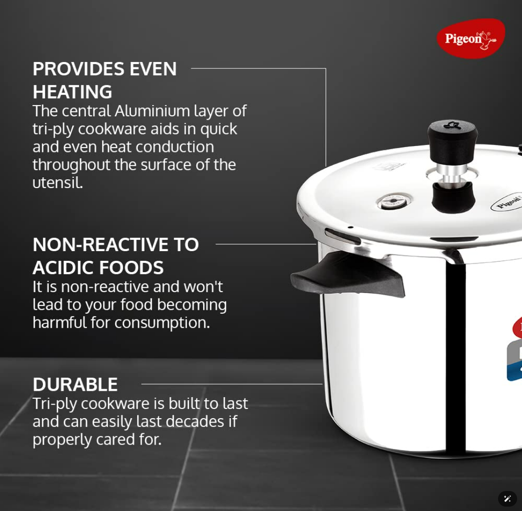 Pigeon Steel EMARALD Copper Bottom Tope-1750ml Pigeon Steel EMARALD Copper Bottom Tope-1750ml