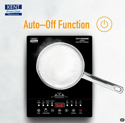 KENT Diamond Induction Cooktop 2000W|8 Preset Menu|Full Microcrystalline Glass|Feather Touch Buttons & Led Display|Milk Boiling & Keep Warm Function|Overheat Protection & Auto Turn-Off, Radiant KENT Diamond Induction Cooktop 2000W|8 Preset Menu|Full Microcrystalline Glass|Feather Touch Buttons & Led Display|Milk Boiling & Keep Warm Function|Overheat Protection & Auto Turn-Off, Radiant