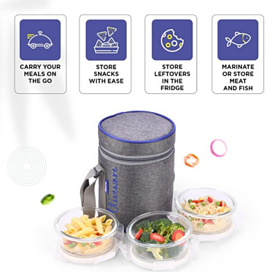 Olive ware Innox Glass Lunch Box Olive ware Innox Glass Lunch Box