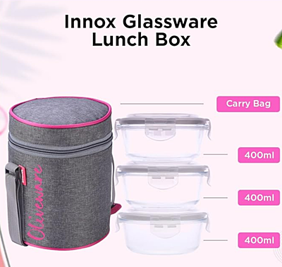 Olive ware Innox Glass Lunch Box Olive ware Innox Glass Lunch Box