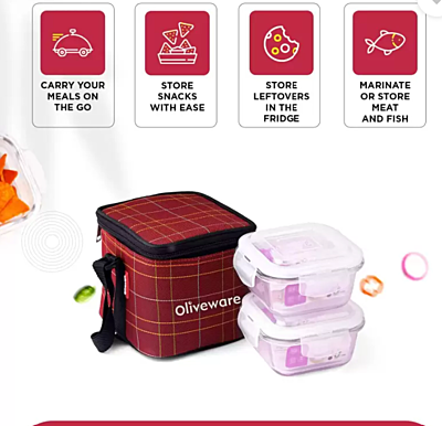 Olive ware Feast Glass Lunch Box Olive ware Feast Glass Lunch Box