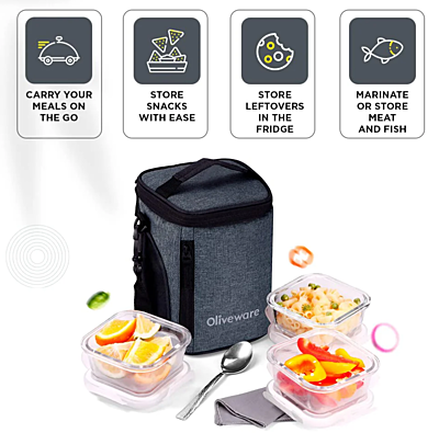 Olive ware Lvi Glass Lunch Box Olive ware Lvi Glass Lunch Box