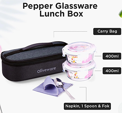 Olive ware pepper Glass Lunch Box Olive ware pepper Glass Lunch Box