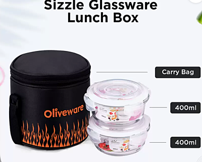 Olive ware Sizzle Glass Lunch Box Olive ware Sizzle Glass Lunch Box