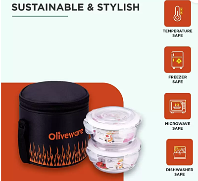 Olive ware Sizzle Glass Lunch Box Olive ware Sizzle Glass Lunch Box