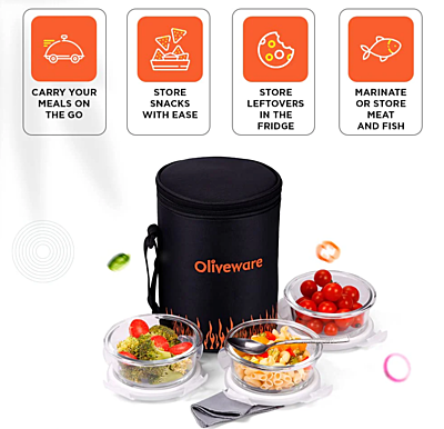 Olive ware Dazzle Glass Lunch Box