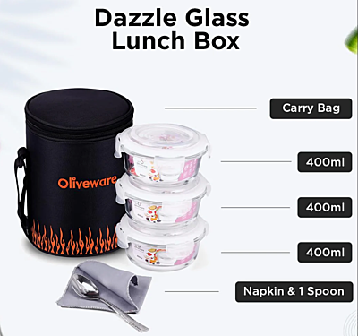 Olive ware Dazzle Glass Lunch Box