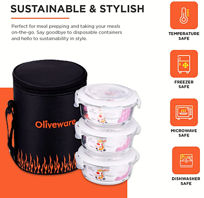 Olive ware Dazzle Glass Lunch Box