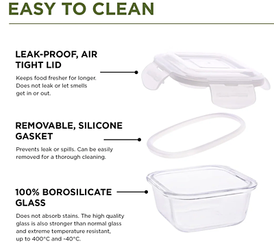 Olive ware Eathen Glass Lunch Box