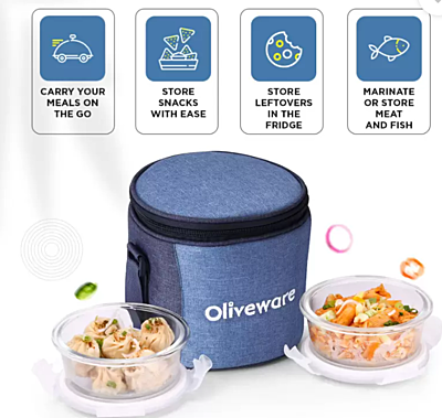 Olive ware Lily Glass Lunch Box Olive ware Lily Glass Lunch Box