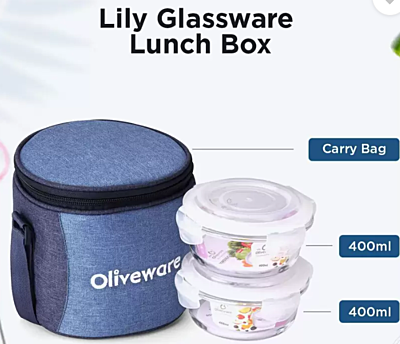 Olive ware Lily Glass Lunch Box Olive ware Lily Glass Lunch Box