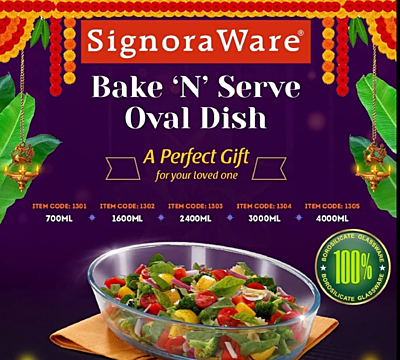 Signora ware Bake 'N' Serve Oval Dish 700ML Signora ware Bake 'N' Serve Oval Dish 700ML