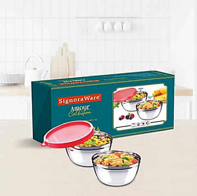 Signora Ware Amour Collection Mixing Bowl Steel Set/2 Signora Ware Amour Collection Mixing Bowl Steel Set/2