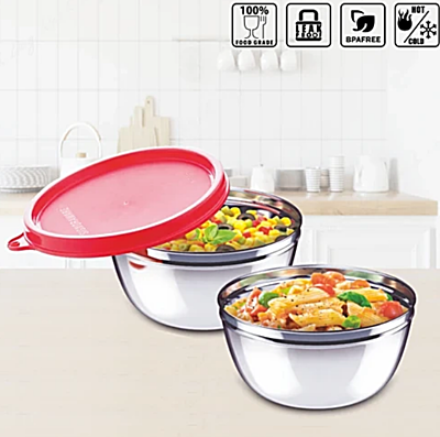 Signora Ware Amour Collection Mixing Bowl Steel Set/2 Signora Ware Amour Collection Mixing Bowl Steel Set/2