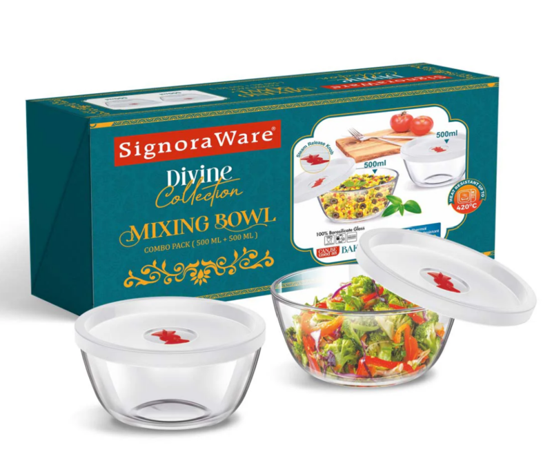 Signora Ware Mixing Borosilicate Bowl Combo Set/2, 500 MLML Signora Ware Mixing Borosilicate Bowl Combo Set/2, 500 MLML